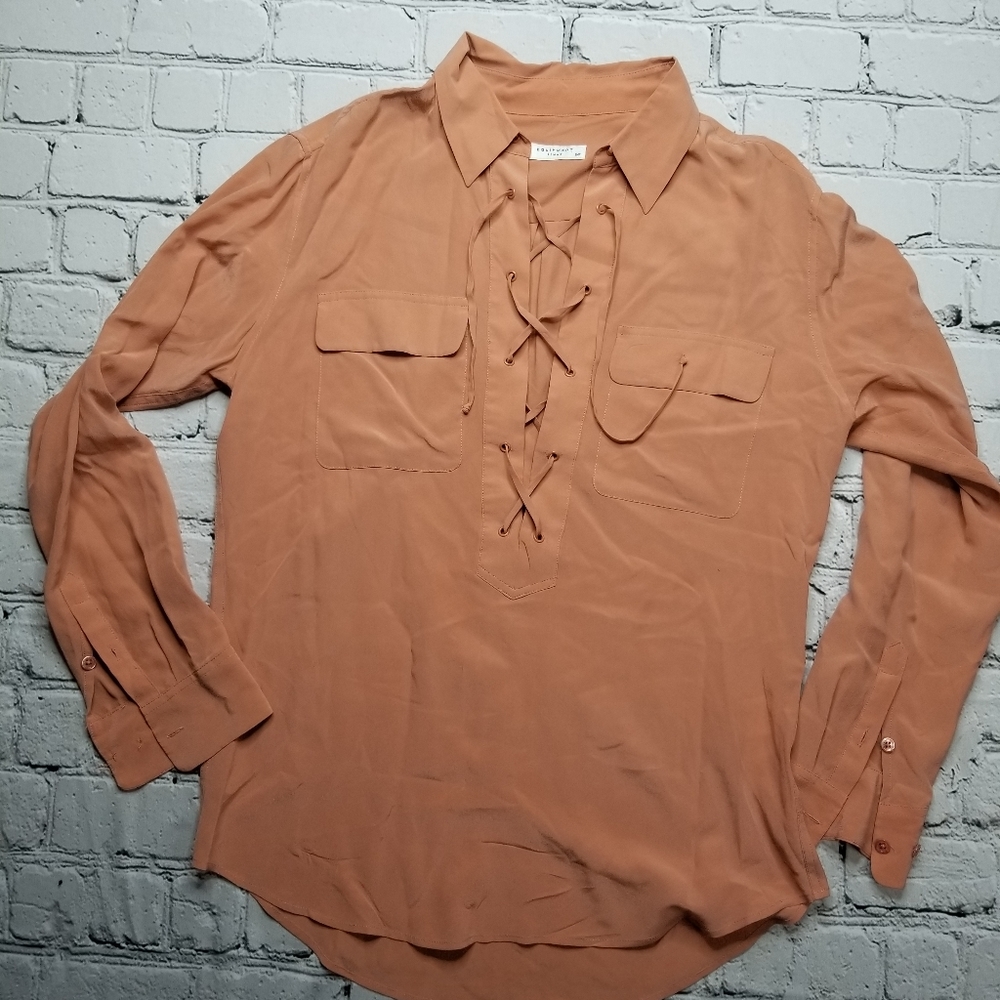 Equipment Lace Up Knox Blouse Size Small Silk
